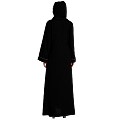 Front open abaya with piping work- Black Front open abaya with piping work- Black